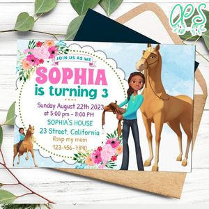Spirit riding pru granger Birthday Invitation Customizable Template to Print at Home Instant Download