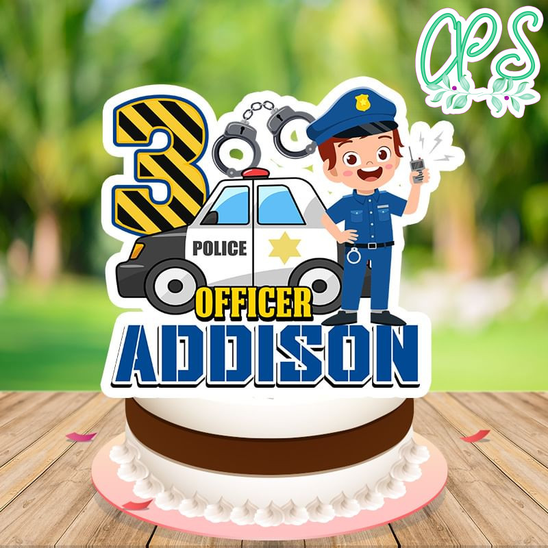 Police Birthday Cake Topper Template Printable | CustomPartyShirts