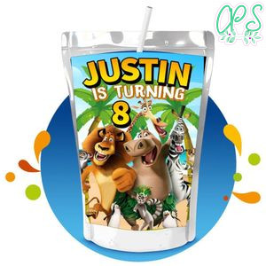 Madagascar Capri Sun Birthday Labels Digital File Printable Instant Download