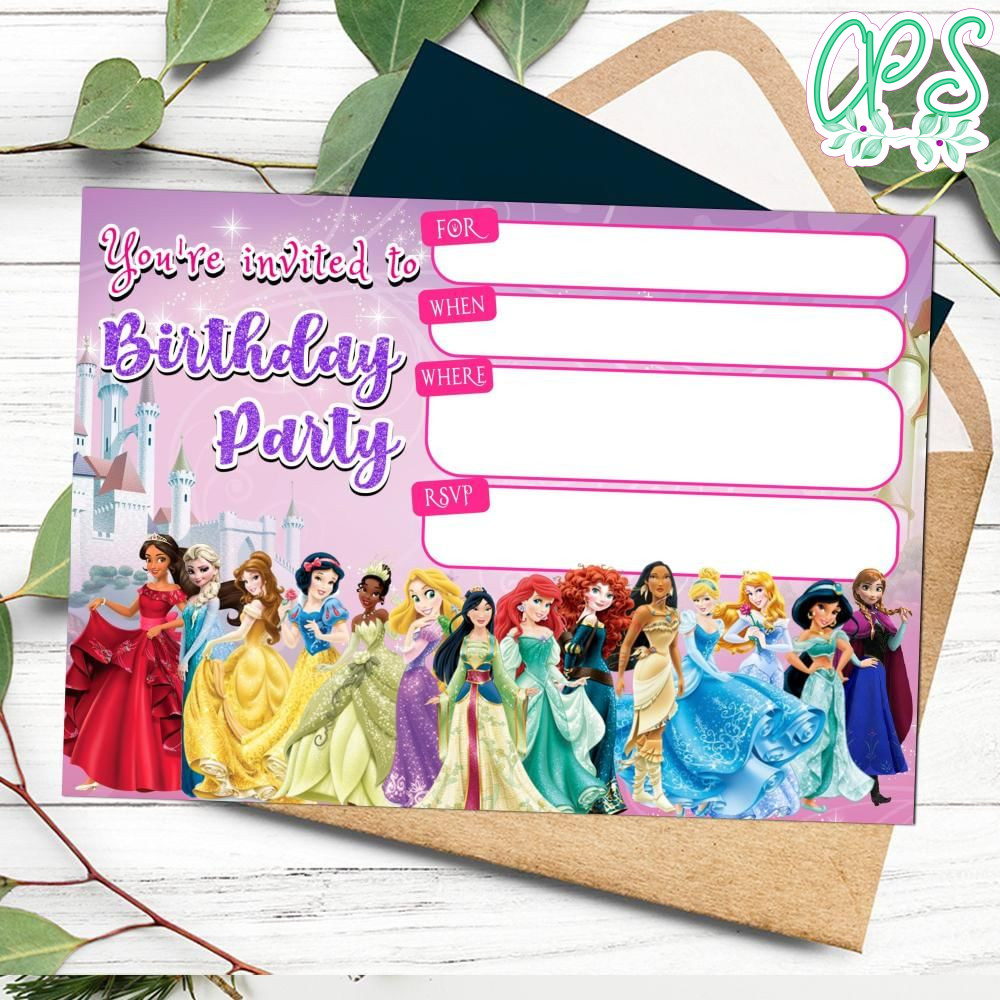 Disney Princess fill in blank Invitation Customizable Template ...