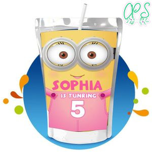 Girl minion Capri Sun Birthday Labels Digital File Printable Instant Download