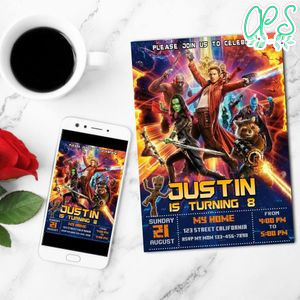 Guardians Of The Galaxy Birthday Invitation Customizable Template to Print at Home Instant Download