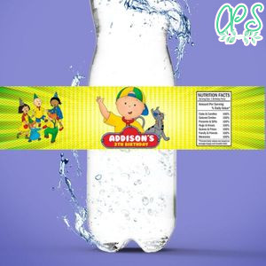 Caillou Birthday Water Bottle Label Template to Print at Home Instant Download