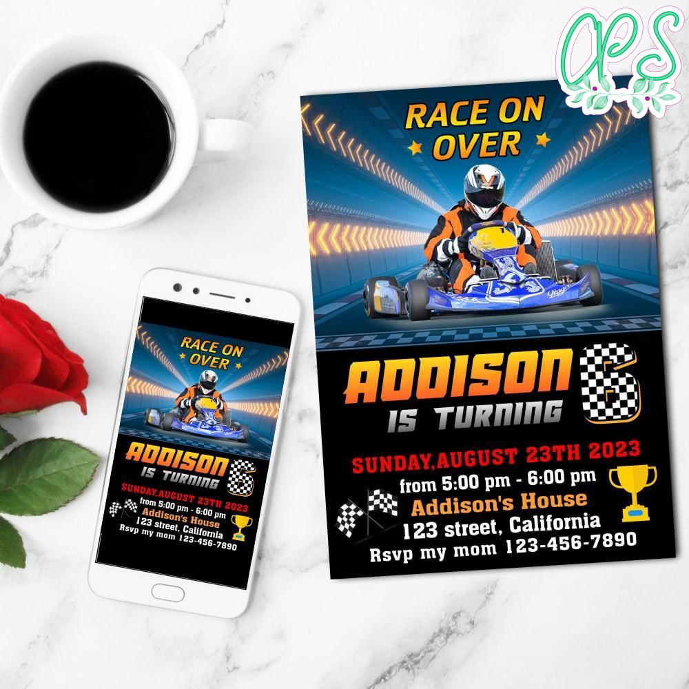 Karting Mobile Invite Customizable Template Instant Download