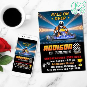Karting Mobile Invite Customizable Template Instant Download