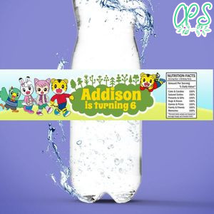 Shimajiro Birthday Water Bottle Label Template to Print at Home Instant Download