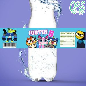 Unikitty Birthday Water Bottle Label Template to Print at Home Instant Download