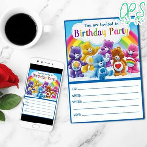 Care Bears Fill In The Blank Mobile Invite Customizable Template Instant Download