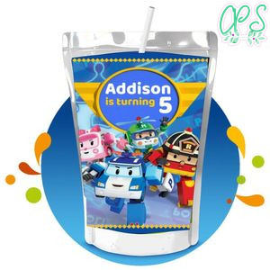 Robocar Poli Capri Sun Birthday Labels Digital File Printable Instant Download