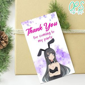 Bunny Girl Thank You Tag Customizable Template To Print At Home Instant Download