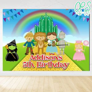 The wizard of oz Birthday Backdrop Digital File Template Instant Download