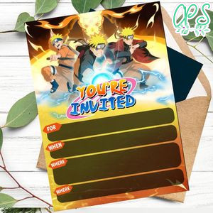 Naruto Shippuden fill in blank Invitation Customizable Template to Print at Home Instant Download