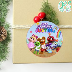 Muppet Babies Circle Sticker Template Customizable to Print at Home Instant Download