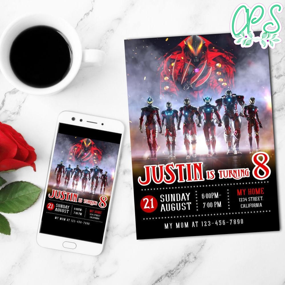 Ultraman Season 2 Mobile Invite Customizable Template Instant Download