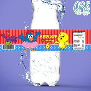 Gallina pintadita Birthday Water Bottle Label Template to Print at Home Instant Download
