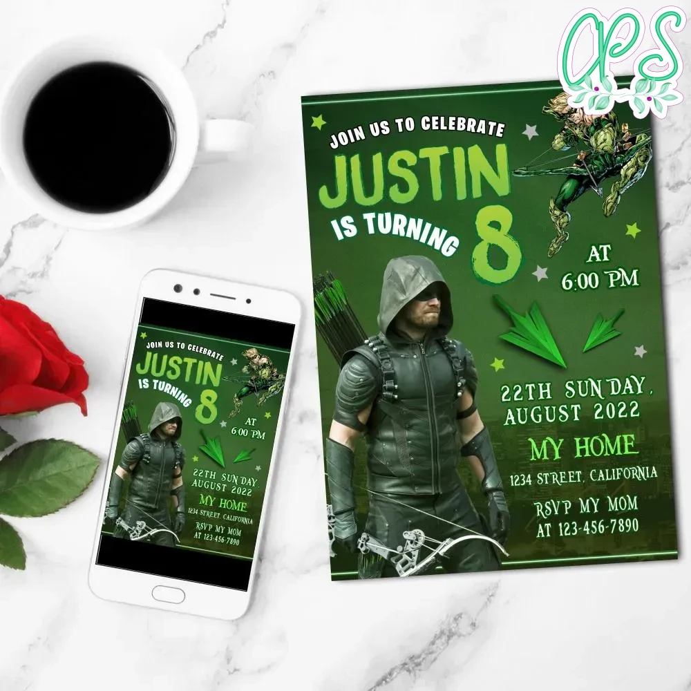 The Green Arrow Invitation Customizable Template DIY