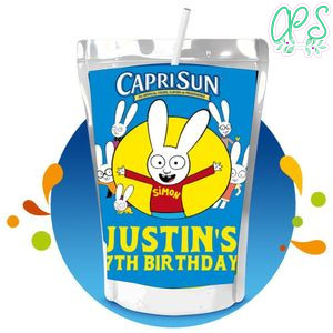 Simon The Rabbit Capri Sun Birthday Labels Digital File Printable Instant Download