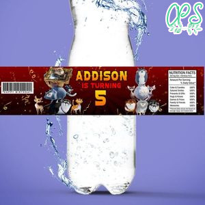 Cats in the museum Birthday Water Bottle Label Template to Print at Home Instant Download