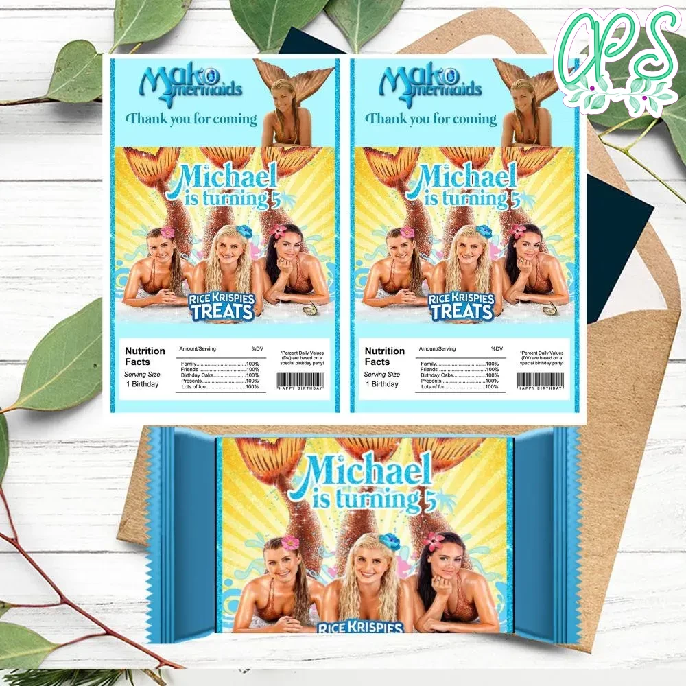 Mako mermaid Rice Krispies Treats Template Printable | CustomPartyShirts