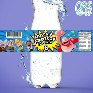 Captain underpants Birthday Water Bottle Label Template to Print at Home Instant Download