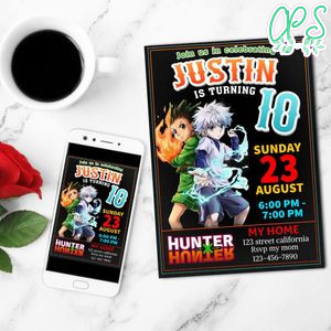 Hunter × Hunter Digital Invitation Customizable Template to Print at Home Instant Download