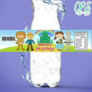 The wizard of oz Birthday Water Bottle Label Template to Print at Home Instant Download