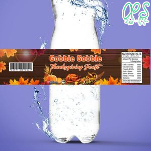 Gobble Gobble Thanksgiving Feast Birthday Water Bottle Label Template To Print At Home Instant Download