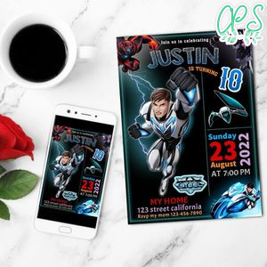 Max Steel Birthday Mobile Invite Customizable Template Instant Download