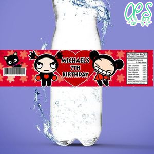 Pucca Birthday Water Bottle Label Template to Print at Home Instant Download