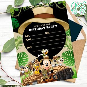 Mickey safari fill in blank Invitation Customizable Template to Print at Home Instant Download