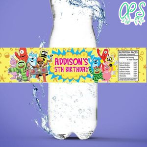 Yo Gabba Gabba Birthday Water Bottle Label Template To Print At Home Instant Download