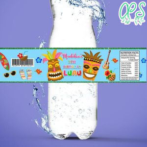 Luau Birthday Water Bottle Label Template to Print at Home Instant Download