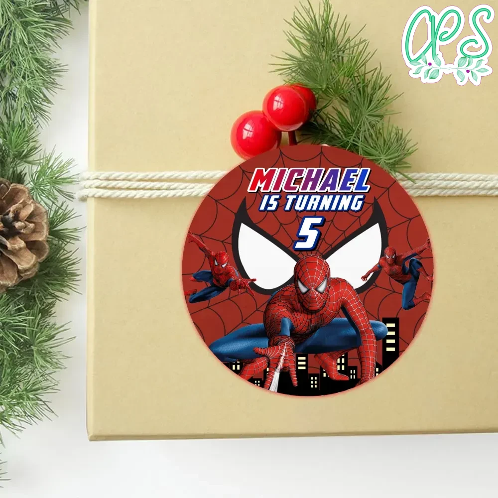 Spiderman Circle Sticker Template Customizable DIY Partyinvitedesign