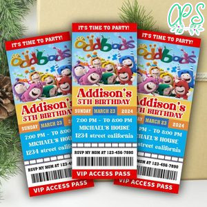 Oddbods Ticket Invitation Customizable Template Instant Download