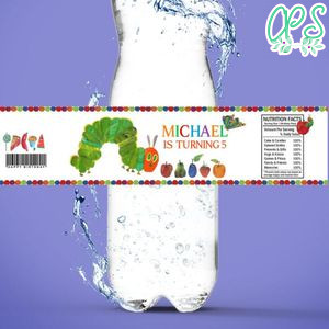Hungry Caterpillar Birthday Water Bottle Label Template to Print at Home Instant Download