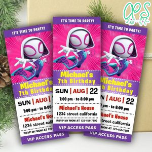 Ghost Spider Ticket Invitation Customizable Template Instant Download