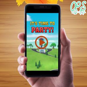 Mighty Pups Birthday Video Invitation Digital Template Customizable Instant Download