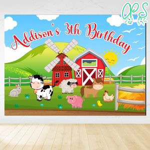 Barnyard Birthday Backdrop Digital File Template Instant Download