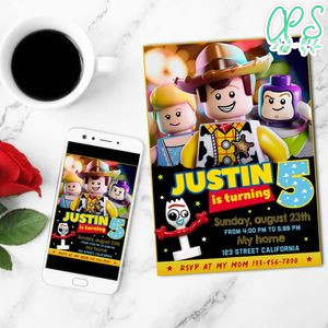 Lego Toy Story Birthday Flyer Customizable Template to Print at Home Instant Download