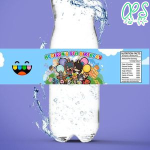 Toca Boca Bottle Label Birthday Water Bottle Label Template to Print at Home Instant Download