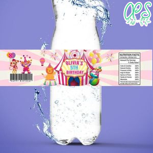 Pink carnival Bottle Label Birthday Water Bottle Label Template to Print at Home Instant Download