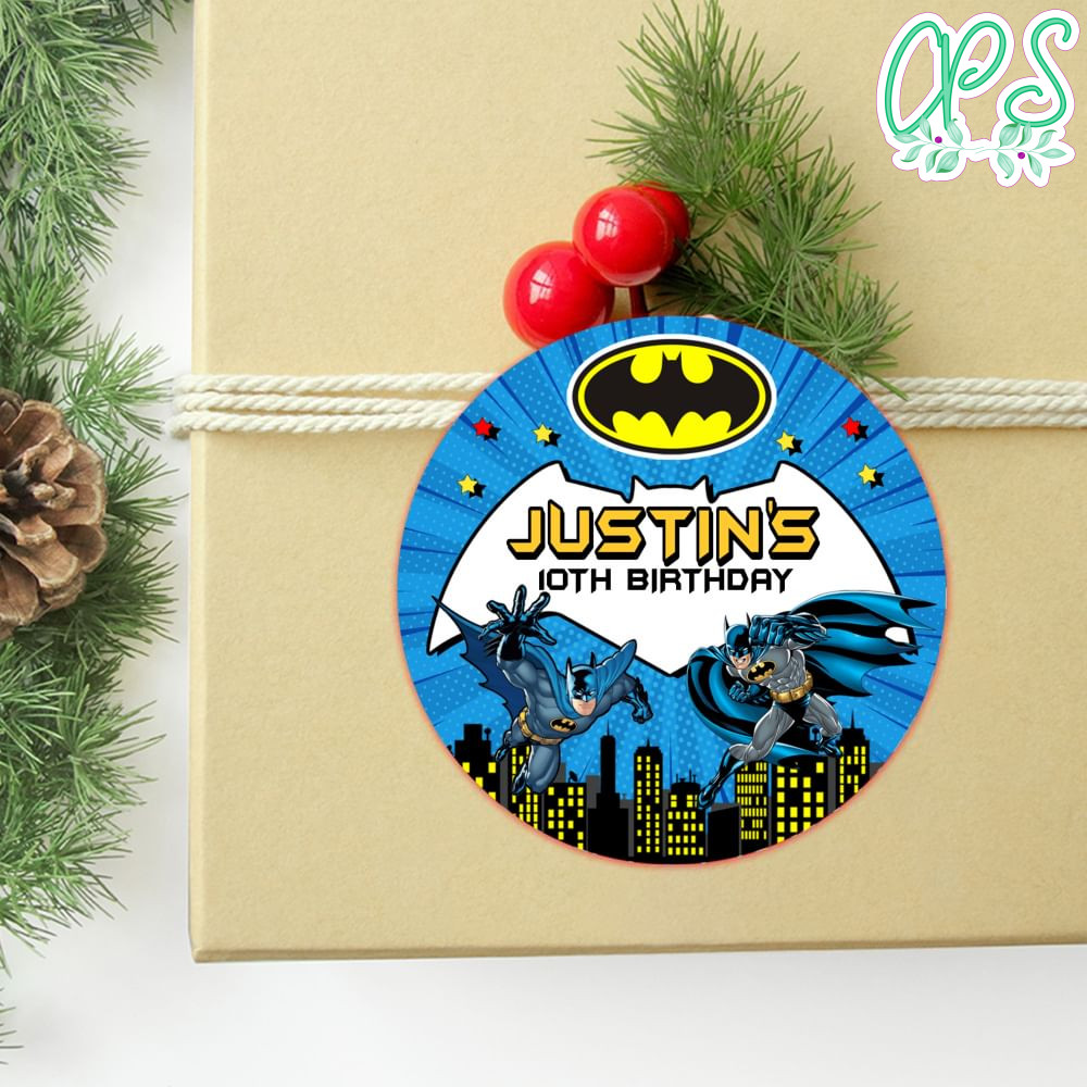 Batman Circle Sticker Template Customizable DIY | Partyinvitedesign