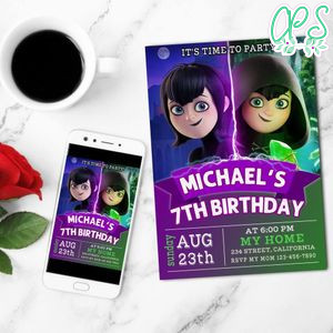 Hotel Transylvania 4 Girl Birthday Invitation Customizable Template to Print at Home Instant Download