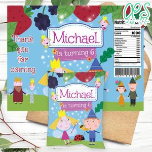 Ben and holly Birthday Chip Bag Digital File Printable Instant Download