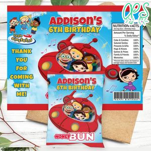Little Einstein Birthday Honey Buns Snack Bag Label Customizable Instant Download