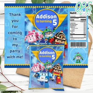 Robocar Poli Birthday Chip Bag Digital File Printable Instant Download