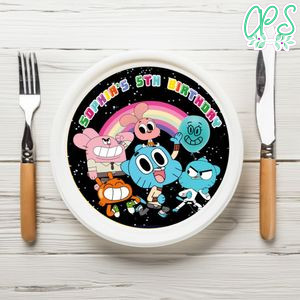 Gumball Thank You Birthday Plate Template Customizable To Print At Home Instant Download
