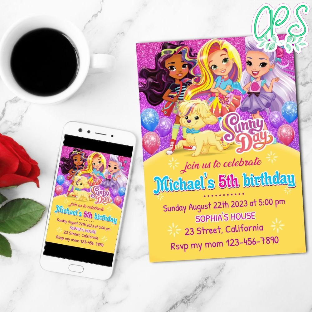 Sunny Day Mobile Invite Customizable Template Instant Download