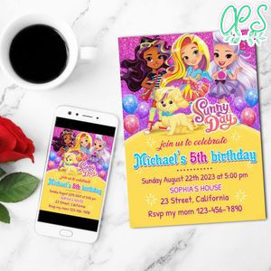 Sunny Day Mobile Invite Customizable Template Instant Download