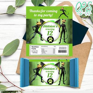 Cat Noir Candy Bar Label Customizable Template Instant Download